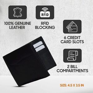 ADAMONDE 100% RFID Blocking Genuine Leather Wallet for Men, Mens Bifold Wallet